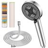 YEAUPE PRO Soffione Doccia con Tubo 1,6 m, Doccia con Filtro a 25 Fasi, Alta Pressione Ø 110mm, con 6 Tipi di Getti, Soffione Doccia Anticalcare Cromato con 2 Filtri di Ricambio, Cromato