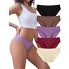 VOENXE Slip Donna Senza Cuciture Mutande Microfibra Taglio Laser Vita Bassa Mutandine Invisibili Mutanda Seamless Microfiber Women Bikini Underwear Low Rise Elastiche Brasiliana Pacco da 5