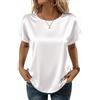 Zeagoo Camicetta Donna Elegantev di Seta in Raso Manica Corta con Girocollo Casual Camicette Classico Tunica Tops Tinta Unita Camicie Estate Champagne S