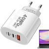 Sysdisen Caricatore USB PD 40 W - Blocco di ricarica USB PD per computer portatile,Stazione di ricarica USB adattatore di alimentazione per computer portatile a ricarica rapida, stazione di ricarica USB per