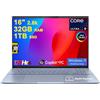 ASUS Vivobook S16 AI PC Laptop 16 pollici 2.8k OLED 120Hz (600nits, 100% DCI-P3) Intel 16-core Ultra 9 285H 32GB RAM 1TB SSD Retroilluminato per Creator Designer Business Professional Win11Pro ICP Hub