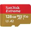 SANDISK Extreme 128GB scheda microSDXC + addattatore SD (Micro SD fino a 190 MB/s, con prestazioni app A2, UHS-I, Class 10, U3, V30, RescuePro Deluxe)