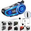 DSTELIN Casco Moto Auricolare, IPX7 Impermeabile Casco Moto Cuffie Bluetooth 5.3 con Riduzione del Rumore FM per comunicazione in motoCVC-Nero