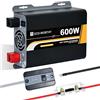 ECO-WORTHY 600 W, 12 V-230 V, AC off-grid, inverter sinusoidale DC con telecomando e fusibile e per auto, camper, veicoli da campeggio e sistemi solari