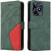 XINNI Cover Protettiva per Realme C53/Realme C51 Case, retrò Cellulare Custodia Libro Antiurto in Flip Pelle PU/TPU, Portafoglio Flip Magnetica, Verde