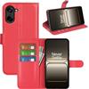 Fertuo Cover per Oneplus Nord CE 5, Custodia Portafoglio Cover a Libro in Pelle Flip Case Sottile con Silicone Bumper, Fibbia Magnetica, Porta Carte e Kickstand, Rosso