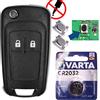 mt key Chiave a scatto con telecomando a 2 tasti, alloggiamento + micro pulsante + vuoto + batteria compatibile con Opel