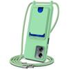 FERLAN Cover per Motorola Moto G14 con Cordino per Cellulare, Slot per schede Custodia Silicone con Regolabile Collana Case Protezione della fotocamera Antiurto con Necklace, Verde