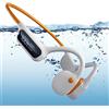 fesoklaf Cuffie a conduzione ossea impermeabili, cuffie da nuoto IPX8 con memoria 32G, cuffie sportive Bluetooth 5.3 con orecchio aperto con microfono wireless per corsa, nuoto, ciclismo(Arancione+Bianco)