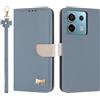 TAUYN Custodia per Xiaomi Redmi Note 13 Pro 5G / Poco X6 5G, PU Pelle Flip Cover Antiurto TPU Custodie, Slot per Schede & Supporto Funzione, con Cordino -Blu