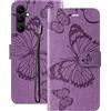 Laybomo Custodia per Samsung Galaxy A34, Cover per Samsung A34 Custodia in Pelle Portafoglio con Porta Carta di Credito, Morbido TPU Silicone Custodia per Samsung Galaxy A34, Viola