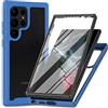 RonRun Cover Samsung Galaxy S25 Ultra, Antiurto 360 Gradi Full Case con Protezione per Schermo Incorporata, Trasparente Rugged TPU Bumper Doppia Protettiva Case blu