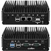 CWWK Mini PC Fanless, Computer Industriale Celeron J6412 con 2 porte COM RS232/RS485, 2 porte i226-V 2.5GbE LAN, Micro PC 8GB RAM 128GB SSD, 3-Display, USB-C, WiFi/BT
