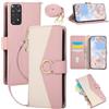FERLAN Cover Compatibile Con Xiaomi Redmi Note 11 Pro con Cordino,Flip Custodia Portafoglio Custodia in pelle,[3-6 Porta Carte][Magnetico],Custodia Libro Cover con Laccio Cinghia regolabile Case - rosa