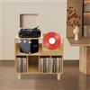 Gdetnysty Supporto per giradischi, in legno multistrato con 6 scomparti, portata 45 kg, base rialzata, 82,6 x 80 x 40 cm, per dispositivi di riproduzione in vinile LP CD, per soggiorno