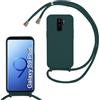 FERLAN Custodia per Samsung Galaxy S9 Plus Cover con Cordino,Verde Silicone Antiurto TPU Morbido Case Corda Collana Necklace Regolabile Stylish con Catena Ultra Sottile Cover per Galaxy S9 Plus,Verde scuro