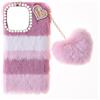 BLOTECH Custodia per Oukitel C69 Amore Fluffy Cover Peluche Morbido Peloso Ciondolo Love Inverno Soffice Caldo Hairball Cover Protettiva Fluffy Case Bambine Copertura Caso, Splicing Pink