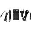 vhbw caricabatterie compatibile con Sony Alpha SLT-55VY, SLT-A37 camera - Stazione di carica + cavo auto, indicatore di carica