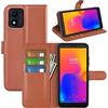 JIUNINE Cover per Alcatel 1B 2022 / Alcatel 5031G 1B, Custodia Libro in Pelle Sintetica Portafoglio Case Flip Antiurto [Slot per Schede] [Chiusura Magnetica] per Alcatel 1B 2022, Marrone