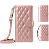 VQWQ Cover per Honor X6B 4G, Custodia a Portafoglio in Pelle PU Slot per Schede Libro Supporto Antiurto con Tracolla Regolabile Chiusura Magnetica Flip Case Wallet per Maschio Donna -[KT]-Rosegold