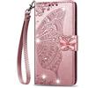 VQWQ Custodia per Huawei Y6S, Flip Cover Portafoglio in Pelle PU Slot per Schede Libro Brillare Farfalla Supporto Antiurto Cordino Chiusura Magnetica Case Wallet per Maschio Donna -[SD]-Oro rosa