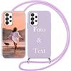 Yoedge Cover con Cordino per Samsung Galaxy A53 5G Personalizzata 6,5,Custodia con Laccio Collana Custodie Personalizzabile con Foto Testi Immagine Personalizzate Viola Custom per Samsung A53 5G Case