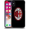 Head Case Designs Licenza Ufficiale AC Milan Colore Pieno Nero Stemma Custodia Cover Dura per Parte Posteriore Compatibile con Apple iPhone X/iPhone XS
