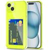 Svanove per iPhone 15 Custodia con Slot, Trasparente con Porta Carte Fotocamera Case Protettiva, Sottile Protezione Silicone Portafoglio Cover Antiurto Slim Custodia, Verde Fluo