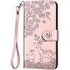 Aisenth Cover per Samsung Galaxy A20E, Cervo Sika Fiori Modello Custodia in PU Pelle Portafoglio Cover protettiva Fulvo Deer Design Flip Case con Supporto, 2 Slot per schede - Rosa