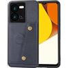 TiHen Compatible con Custodia Vivo V25 5G Pelle Cover,Carte Fessura Custodia+[Pellicola Protettiva in Vetro Temperato] Cuoio Protective Slim Standing Cover-Blu