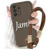 Saqmkil Coque Personnalisée pour Samsung Galaxy A53 5G 6,5'' avec Cordon, Personnalisable Texte Nom Disegni Protection Etui, Personnaliser Initiale Custom Marrone Silicone Housse Cover - Marrone