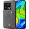 TiHen Compatible con Custodia One Plus 10 PRO Pelle Cover,Carte Fessura Custodia+[Pellicola Protettiva in Vetro Temperato] Cuoio Protective Slim Standing Cover-Grigio