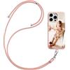 HBRYXJ Cover Personalizzata con Cordino per iPhone 14, Personalizzate Custom Case con Foto e Test, Custodia con Laccio Tracolla Cellulare Regolabile e Rimovibile Cordino (Multicolore)