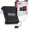 BOSS Audio Systems R1100MK - Amplificatore per auto e kit di cablaggio da 8 gauge, potenza massima 1100 Watt, stabile 2-4 Ohm, classe A/B, monoblocco, alimentatore Mosfet, controllo remoto del