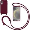 GoodcAcy Cover con Collana per Samsung S25 Plus/S24 Plus,Custodia Silicone Liquido con cordini,Custodie con Regolabile Collana Antiurto AntiGraffio Case con Laccio Tracolla per Galaxy S25 Plus/S24 Plus,Rosso