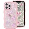 miyonsin Custodia per iPhone 7/ iPhone 8 / iPhone SE 2020, Graziosa Custodia a Forma di Onde Ricce TPU Antishock Cover, Glitter Farfalle Trasparente Custodia Protettiva per Ragazze e Donne, Rosa