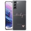 TULLUN Custodia personalizzata per Samsung Galaxy S9, in morbido gel trasparente, cover personalizzata con nome e fondo a cuore, con iniziali e testo, oro rosa