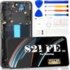 SRJTEK Schermo LCD di ricambio TFT per Samsung Galaxy S21 FE 5G SM-G990B, SM-G990B/DS, SM-G990U Display Touch Digitizer Assembly Kit di riparazione con telaio (nero)