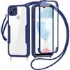 FERLAN Cover per Realme C21Y/Realme C25Y con Cordino, 360 Gradi Antiurto Custodia con Protezione Schermo Integrata Trasparente Rugged TPU Bumper Doppia Protettiva Cover per Realme C21Y/Realme C25Y -Blu