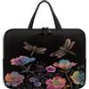 Treer Floreale libellula Borsa Porta PC,Custodia Laptop con Manico e Cerniera,Borsa PC Impermeabile Resistente Graffi,10-17Pollici Laptop Bag,Portatile Custodia Notebook (Floreale 3,10 pollici)