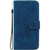 ShuiSu Custodia a portafoglio in pelle vegana per Nokia 6.2/7.2, custodia protettiva a portafoglio con bellissimo fiore doppia chiusura magnetica, funzione cavalletto e tasche per carte (TG2), blu