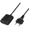 LogiLink PA0256 - Adattatore di alimentazione USB con cavo fisso da 1,5 m, 1 USB-A e 1 USB-C, 12 W (5 V/2,4 A), nero