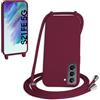 WenBaby Cover Compatible con Samsung Galaxy S21 FE,Cellulare Girocollo Custodia con Cordino TPU Corda Silicone Case Bumper per Samsung Galaxy S21 FE Custodia, Rosso