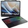 doqo Custodia con tastiera per iPad Air da 13 pollici (M4/M3/M2), iPad Pro 13 (M5/M4), iPad Pro 12,9 (6ª/5ª/4ª/3ª gen) Custodia con tastiera girevole a 360°, trackpad, retroilluminazione a 7 colori
