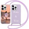 Yoedge Cover con Cordino per Apple iPhone 14 Pro Max Personalizzata 6,7, Custodia con Laccio Collana Personalizzabile con Foto Testi Immagine Personalizzate Viola Custom per iPhone 14 Pro Max Case