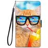 Nodigao Compatibile per Xiaomi Redmi 14C 4G 5G / 14 C/Xiaomi Poco C75 Cover a Libro Pelle Book PU Portafoglio Magnetica con Disegni Animale Motivo Antiurto Case Flip Bumper Custodia - Gatto A