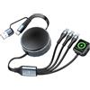 Ardaddyn Cavo di ricarica retrattile da viaggio per caricabatterie Apple Watch, caricatore da auto retrattile 4 in 2 da 100 W con Apple Watch, USB-C, Lightning e micro USB, cavo di ricarica multi per iWatch