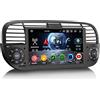 Erisin 8-Core Android 16 4GB+64GB Autoradio per Fiat 500/500C/500S/500E 7 pollici IPS Schermo tattile Supporto GPS Navigatore Senza fili CarPlay Android Auto WiFi 4G DAB+DSP Bluetooth 5.0 OBD2 Canbus
