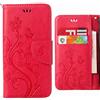 Ougger Custodia per Asus Zenfone 3 Max / ZC520TL Cover, Ougger Fiore Farfalla Portafoglio PU Pelle Magnetico Stand Morbido Silicone Flip Protettivo Gomma Borsa Custodie con Slot per Schede (Rose Rosso)