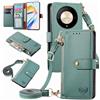 MOJIA Custodia per Honor Magic6 Lite 5G (Magic 6 Lite) / X9b, Alta qualità Pelle Flip Portafoglio Cover per Telefono, Multifunzione Porta Carte con Tracolla Custodia. Verde